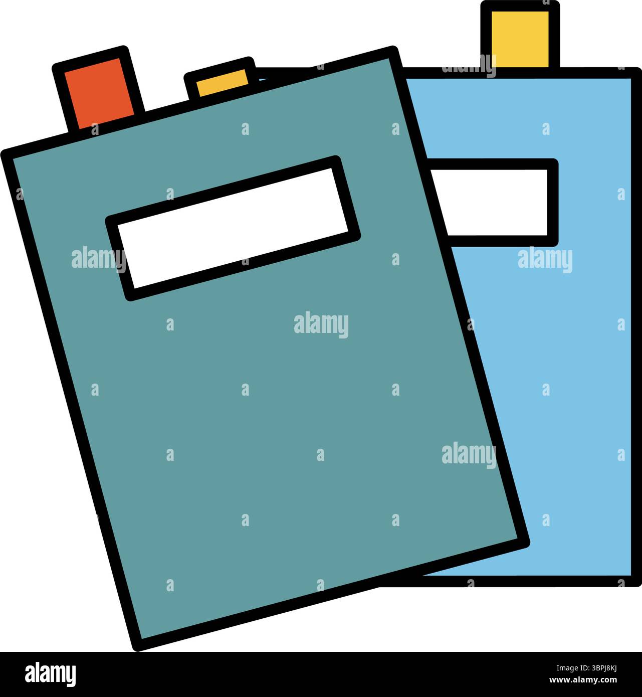 Icône de dessin au trait simple de plusieurs livres avec des notes adhésives, illustration vectorielle Illustration de Vecteur