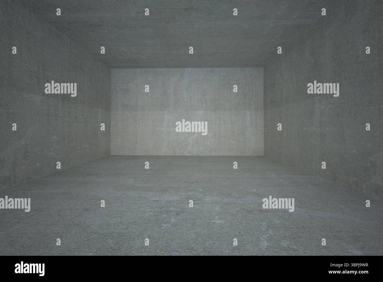 L'intérieur vide de la chambre en béton est montré dans la conception vectorielle plate, avec des murs gris texturés Banque D'Images
