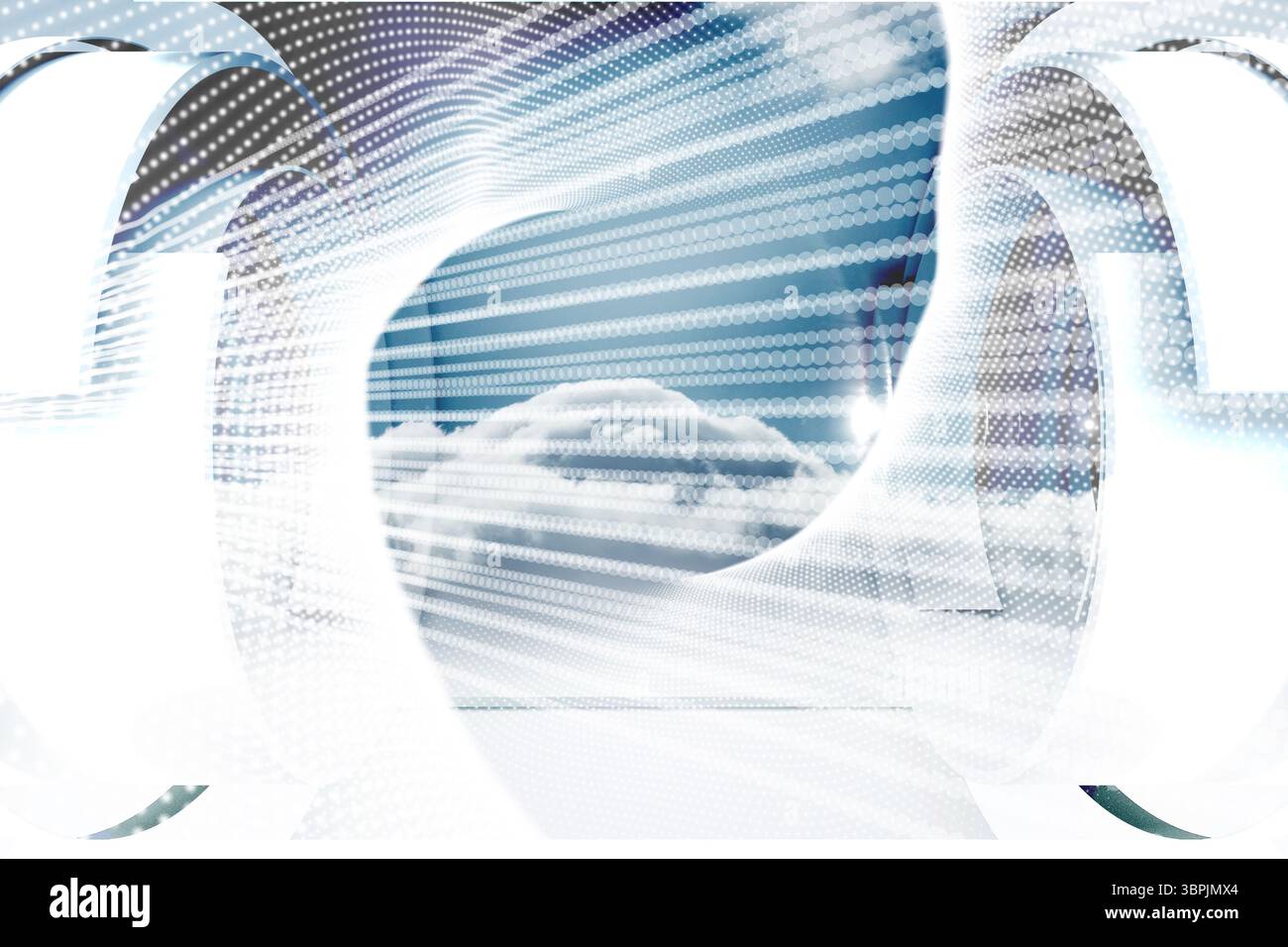 Abstract design blanc sur bleu et blanc Banque D'Images