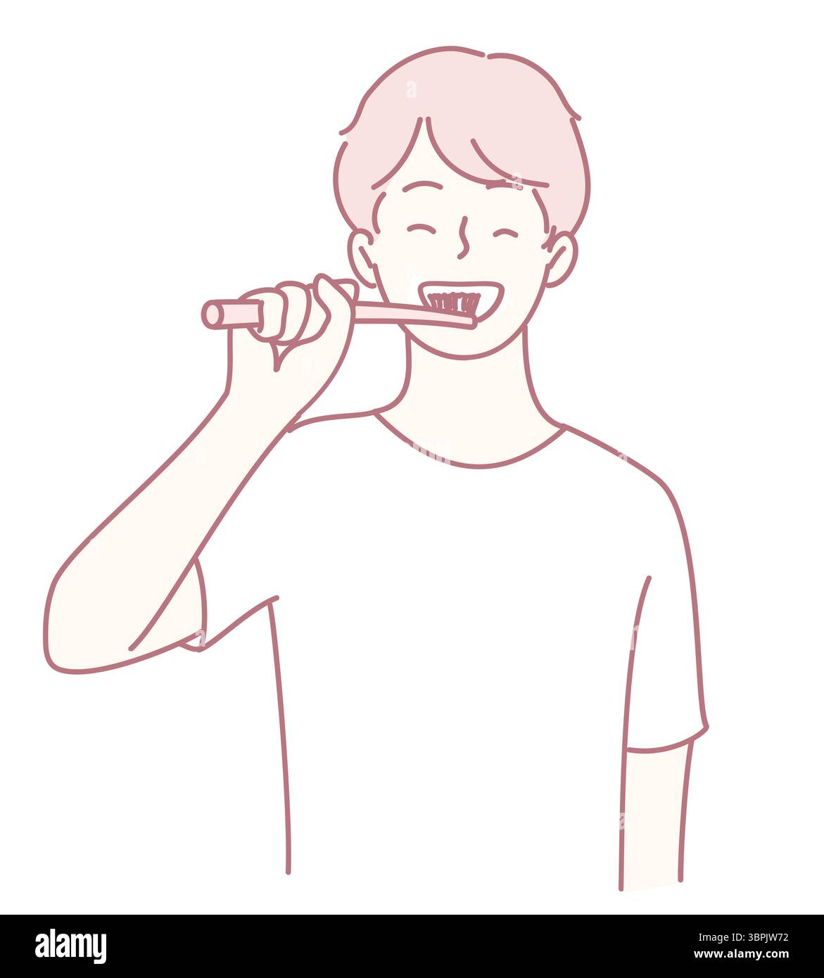 Une jeune personne joyeuse et animée se brosse les dents avec enthousiasme, favorisant de bonnes habitudes d'hygiène dentaire Illustration de Vecteur