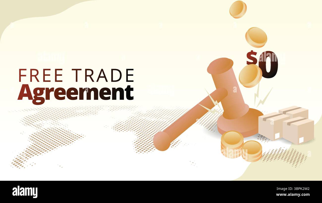 Concept d'accord de libre-échange (ALE). Un accord entre les pays qui réduit les barrières commerciales. illustration vectorielle de concept de gestion de la chaîne logistique. Illustration de Vecteur