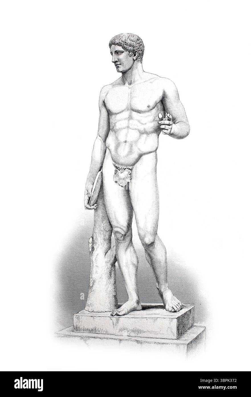 Discobolus, lanceur de disques, statue grecque au Vatican, Rome, Italie, historique, reproduction restaurée numériquement d'un original du XIXe siècle Banque D'Images