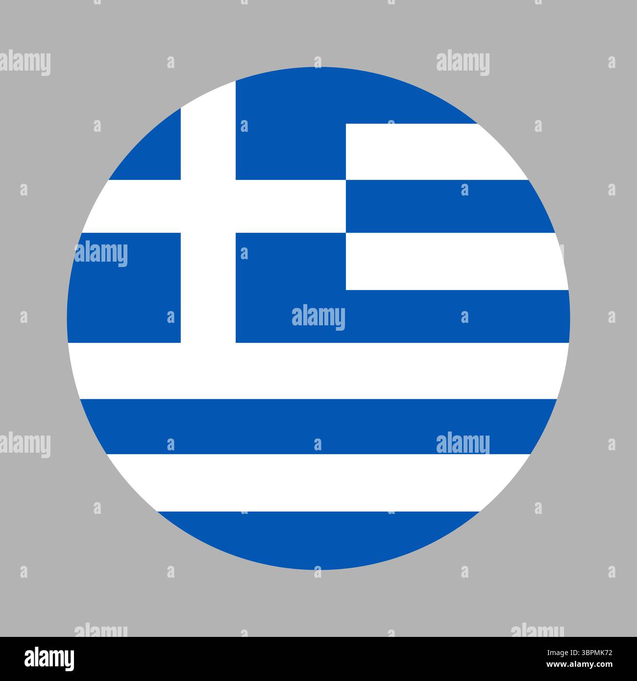Drapeau rond de la Grèce. Bouton circulaire, bannière, icône. Signe national. Icône de voyage, symbole. Illustration de Vecteur