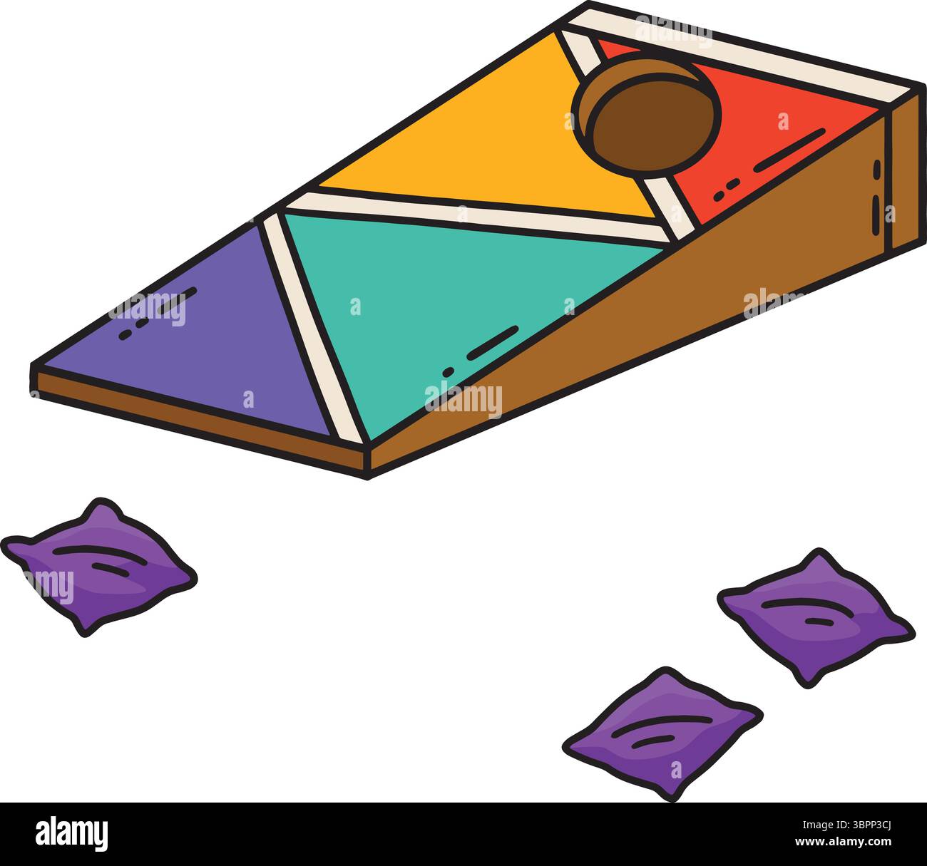 Cornhole Board and Bags Cartoon Colored Clipart Illustration de Vecteur