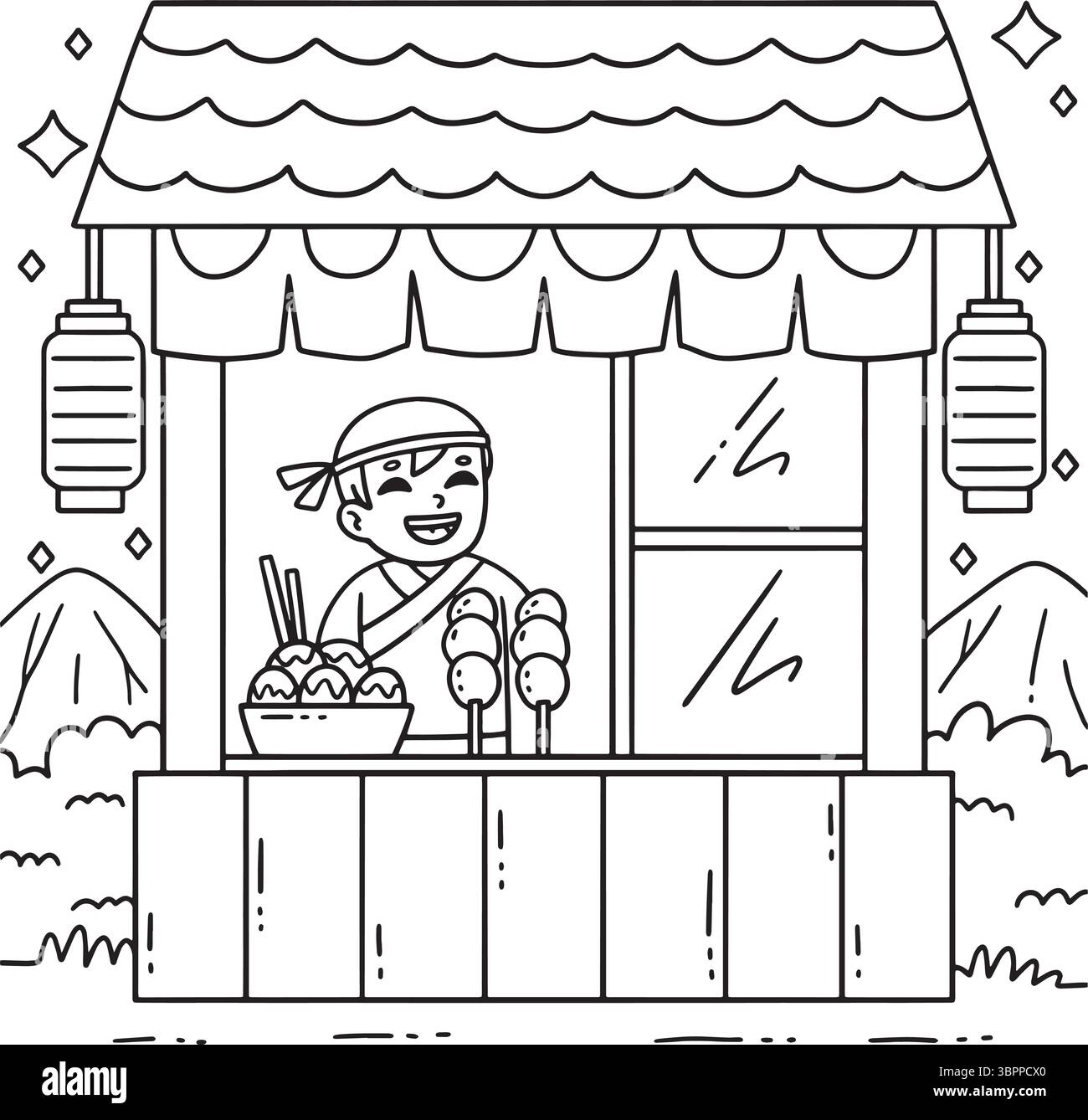 Tanbata Food Stall Coloring page pour les enfants Illustration de Vecteur