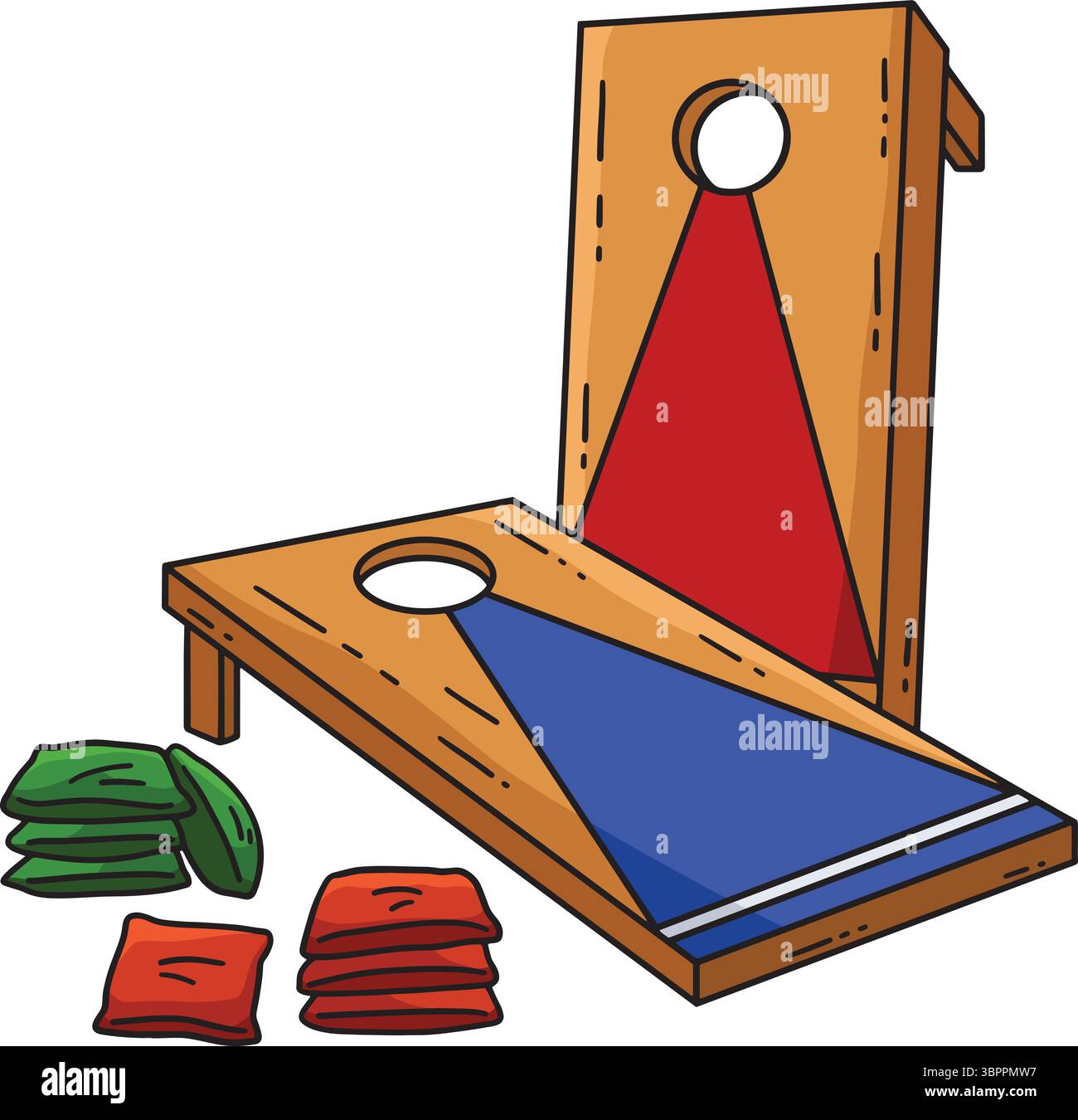 Cornhole Board and Bags Cartoon Colored Clipart Illustration de Vecteur