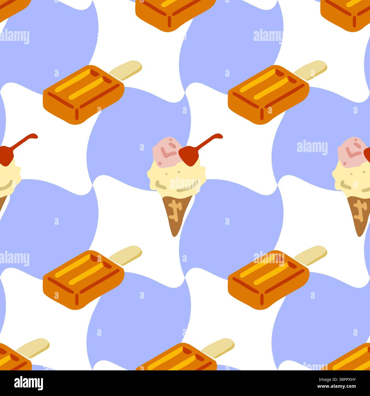 Motif d'été sans couture de crème glacée Illustration de Vecteur