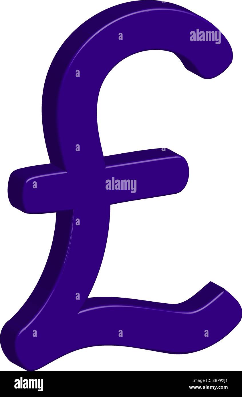 icône de symbole de livre sterling violet foncé 3d. Illustration de Vecteur
