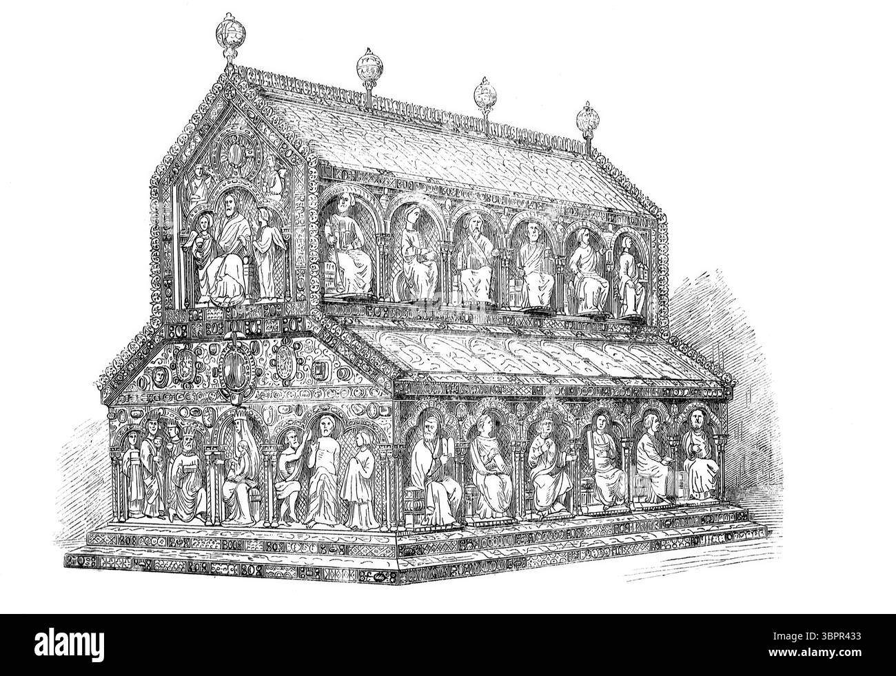 Sanctuaire des trois Rois de Cologne, Cathédrale de Cologne, Allemagne, historique, rehaussée numériquement d'un original vers 1860 Banque D'Images