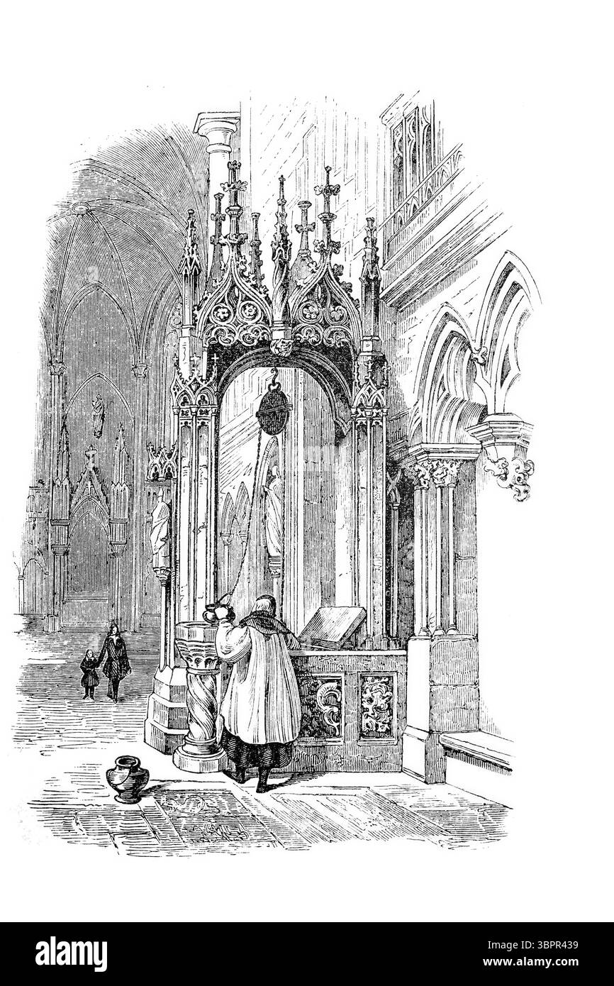 Fontaine in : Cathédrale Pierre de Regensburg, Short Cathédrale de Regensburg, Bavière, Allemagne, historique, reproduction améliorée numériquement à partir d'un original vers 1860 Banque D'Images