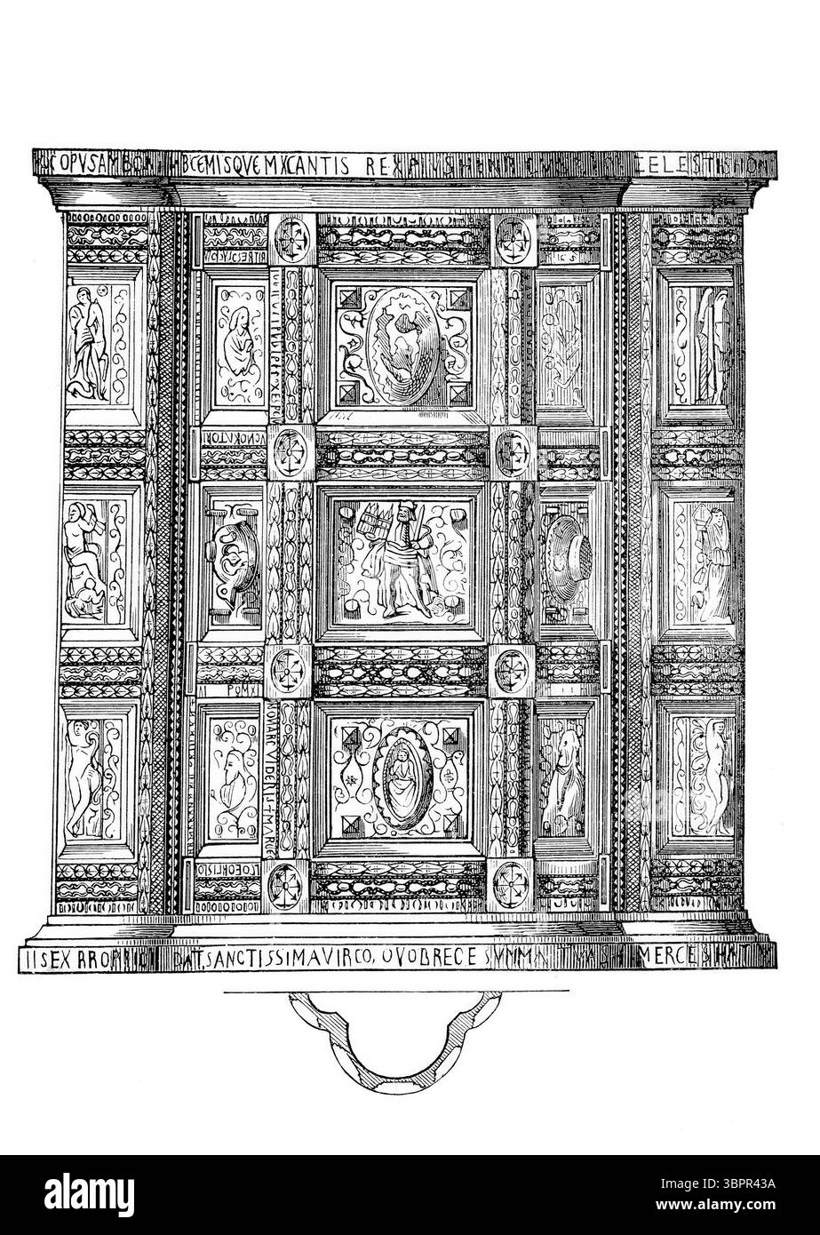 Ambo, dans les églises orthodoxes, catholiques et luthériennes, le lieu élevé à partir duquel le conférencier, le diacre ou le prêtre récite les lectures bibliques ou l'Évangile, de la Minster à Aix-la-Chapelle, Allemagne, historique, reproduite numériquement à partir d'un original vers 1860 Banque D'Images