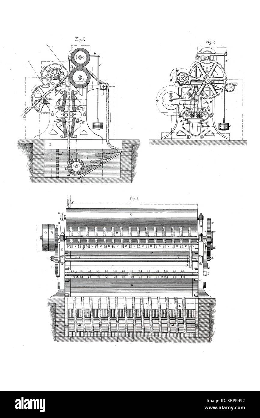 Machine à laver pour tissus tissés, historique, reproduction améliorée numériquement à partir d'un original vers 1860 Banque D'Images