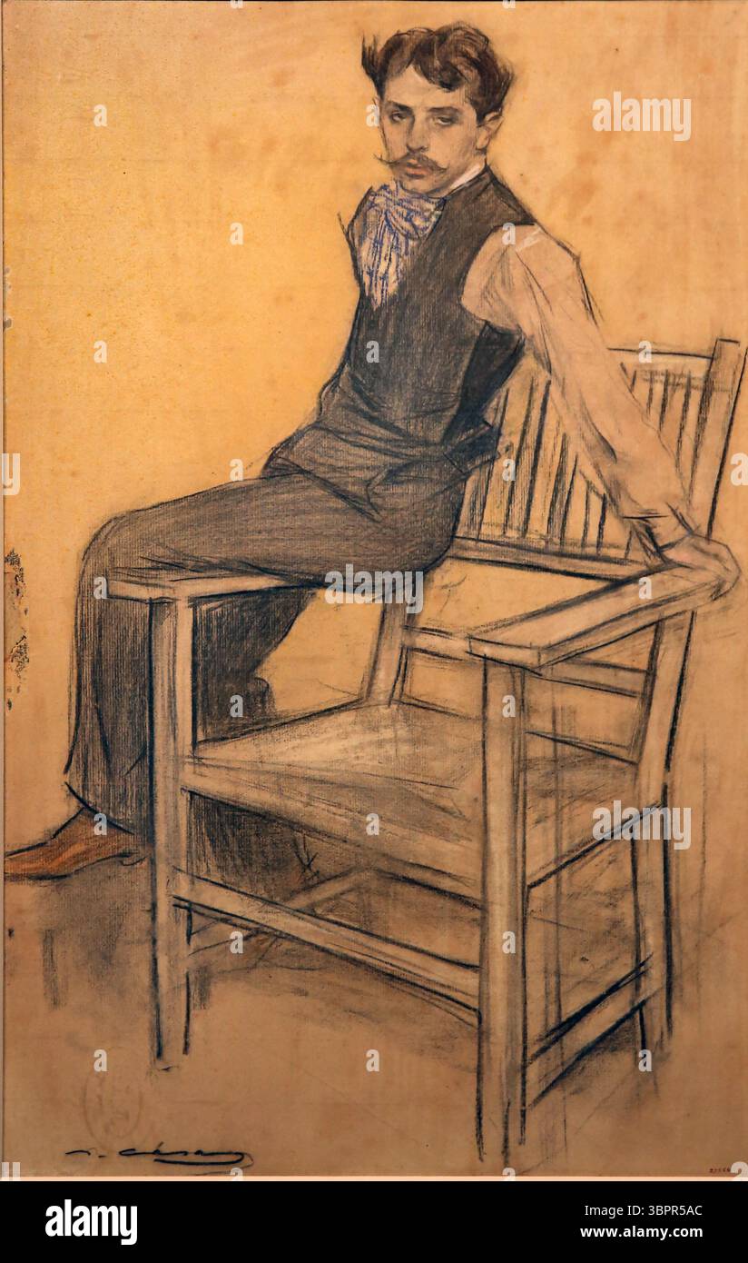 Eduardo Marquina (1879-1946) Dramaturge et poète catalan. Portrait de Ramon Casas, v. 1897-1899. MNAC Banque D'Images