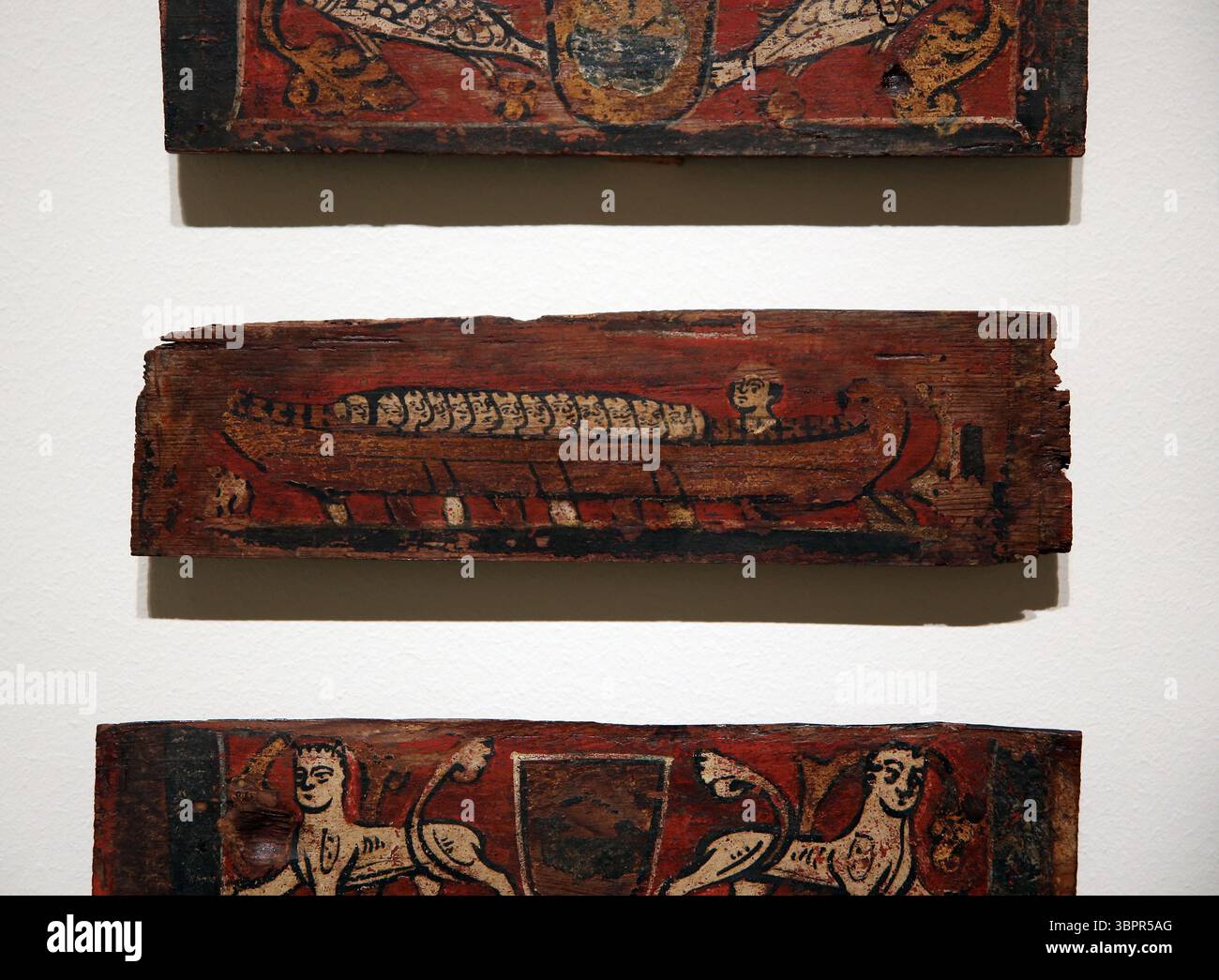 Panneau de plafond de coffrage. Bateau. xiiie siècle. Tempera sur bois. Bateau. De Barcelone. Espagne. MNAC. Banque D'Images