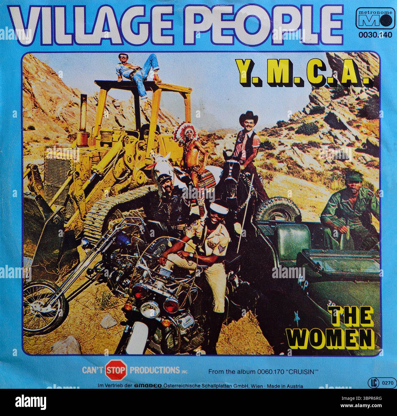 Vinyle simple vintage de 7', Village People, Y.M.C.A., 1978 Banque D'Images