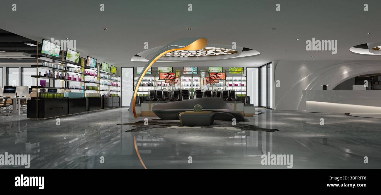 magasin d'épicerie de marché de rendu 3d. Banque D'Images