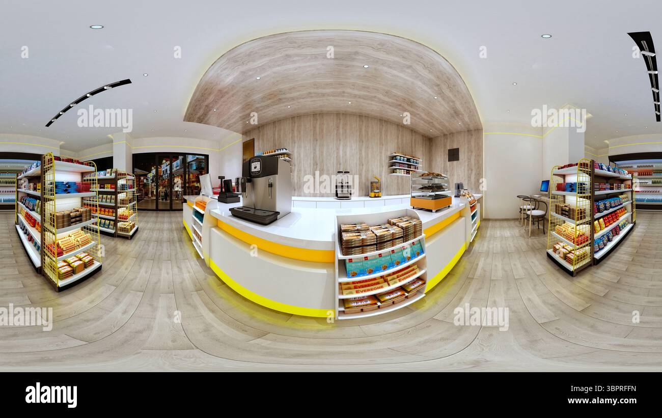 magasin d'épicerie de marché de rendu 3d. Banque D'Images