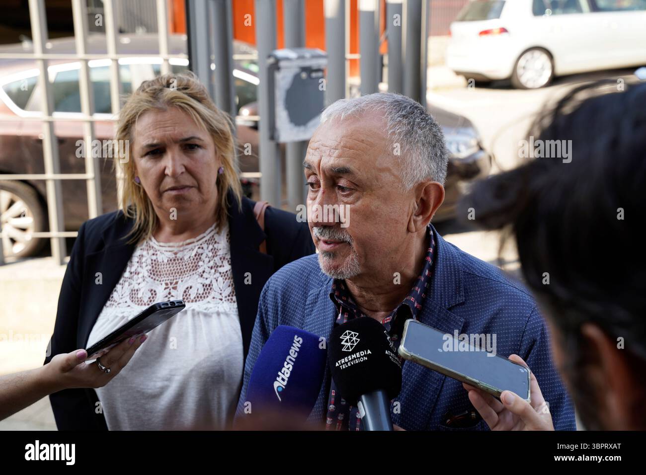 UGT secretary general Pepe Álvarez arrives at the funeral chapel of Galician trade unionist Suso Díaz on July 9, 2025, in Ferrol, A Coruña, Galicia (Spain). The trade unionist from Ferrol, father of the vice-president and Minister of Labor, Yolanda Díaz, died yesterday, July 8, at the age of 80. Suso Díaz led CCOO in Galicia for nine years, after being part of the union since he was 20 years old. 09 JULY 2025 M. Dylan / Europa Press 07/09/2025 (Europa Press via AP) Banque D'Images