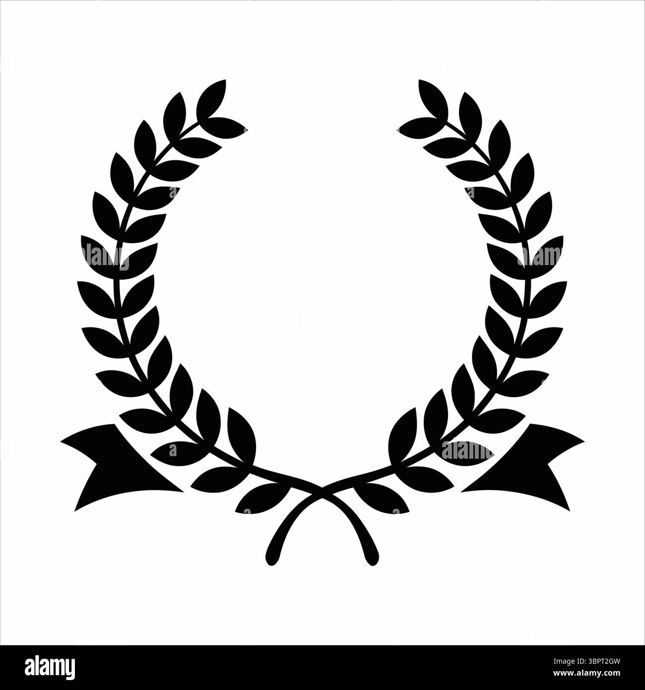 Couronne de laurier noir avec victoire de ruban Illustration de Vecteur