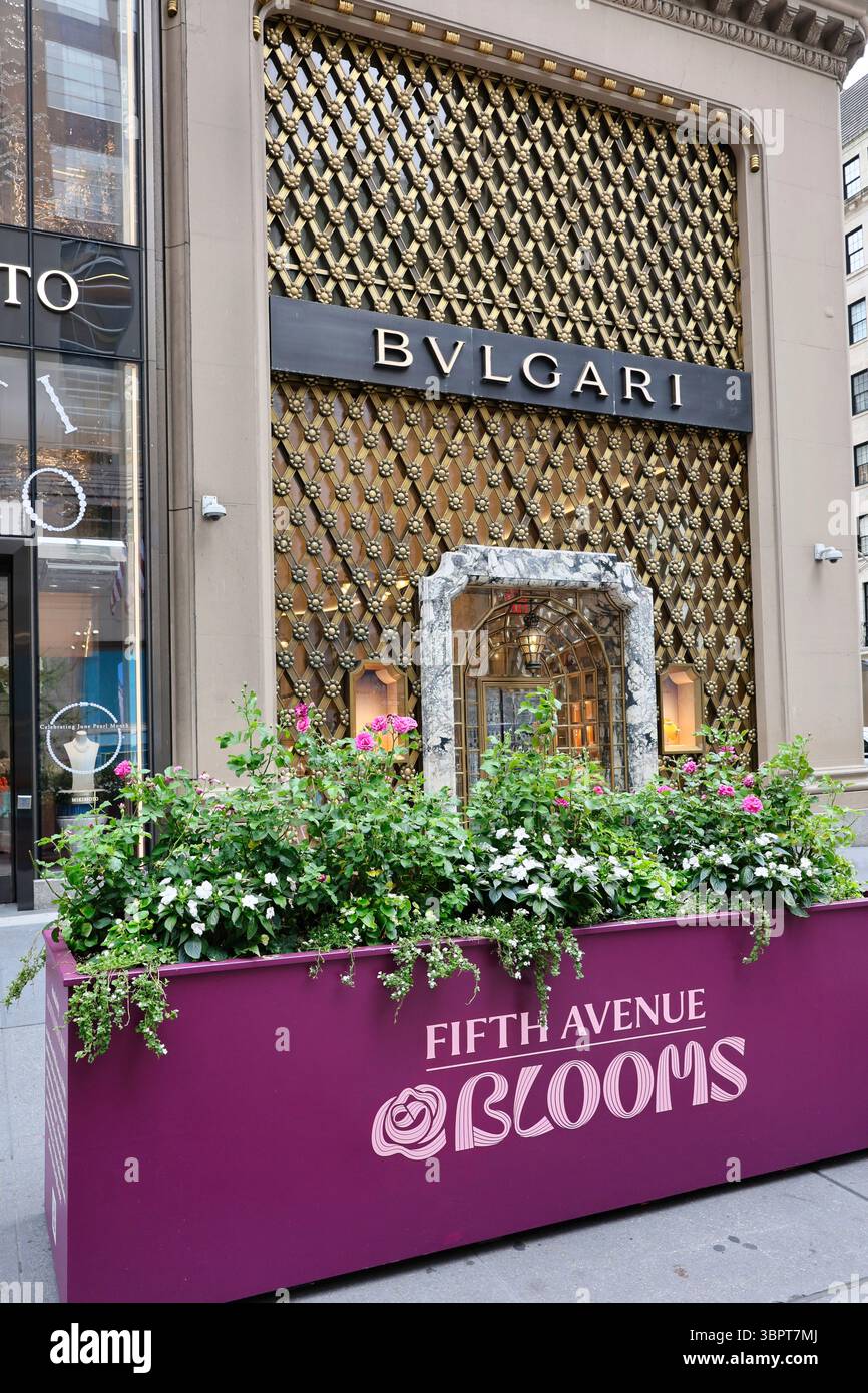 Bijouterie de luxe et roses pour marquer le 200e anniversaire de la Cinquième Avenue à New York Banque D'Images