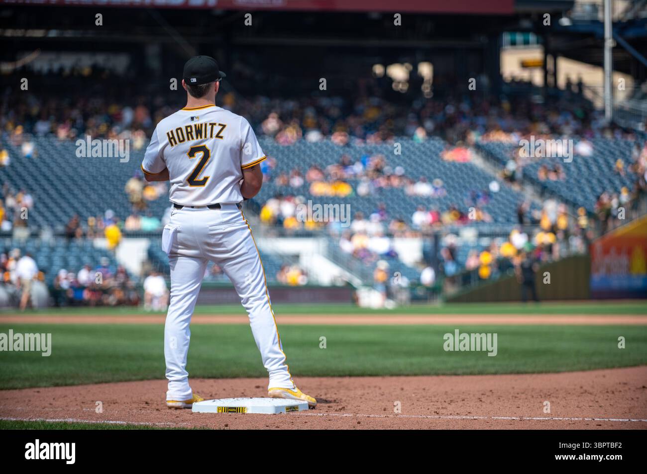 PITTSBURGH, PA - JUIN 29 : Spencer Horwitz, infidieur des Pirates de Pittsburgh, sur le terrain au parc PNC (photo de Dan Squicciarini) Banque D'Images