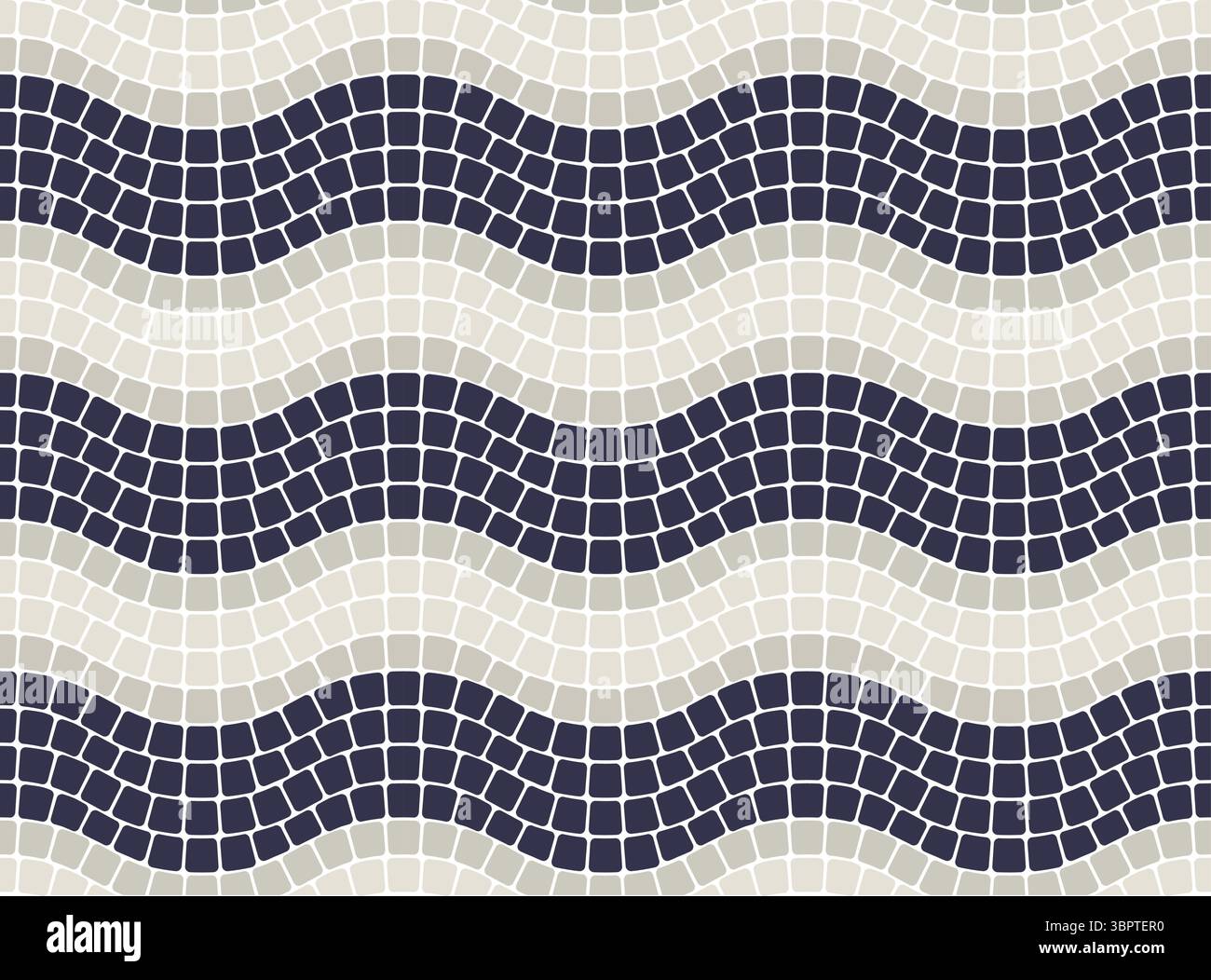 Ornement de vagues de mosaïque grise, motif de carreaux de pavage en pierre sans couture dans le style portugais, lignes de mosaïque ondulées, vecteur Illustration de Vecteur