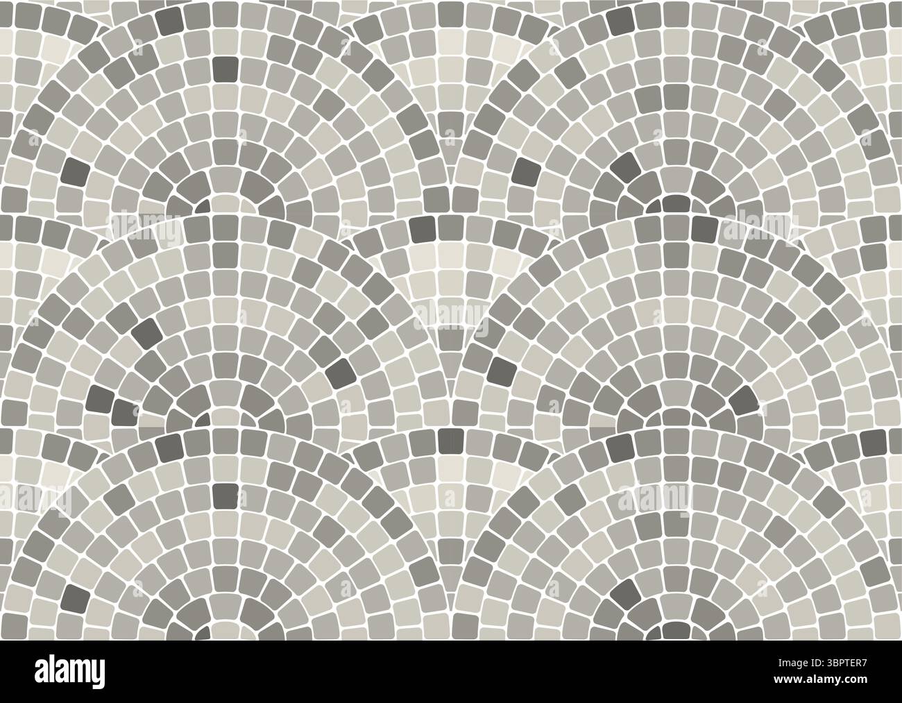 Motif de mosaïque sans couture avec des vagues rondes dans le style portugais, pavement décoratif d'échelles géométriques grises, carrelage en pierre avec ornement d'eau, vecteur Illustration de Vecteur
