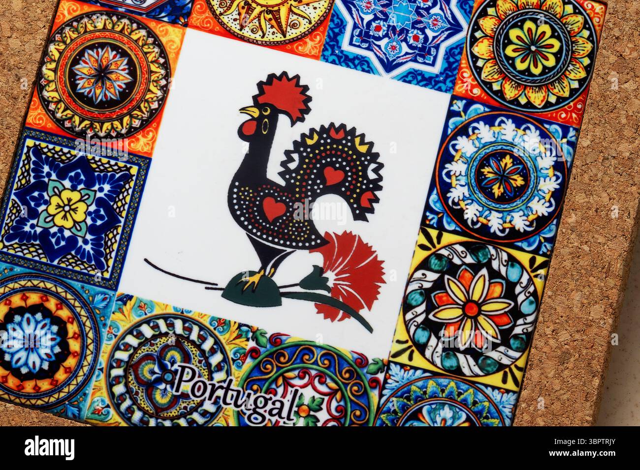 Tuile portugaise décorative avec coq Banque D'Images