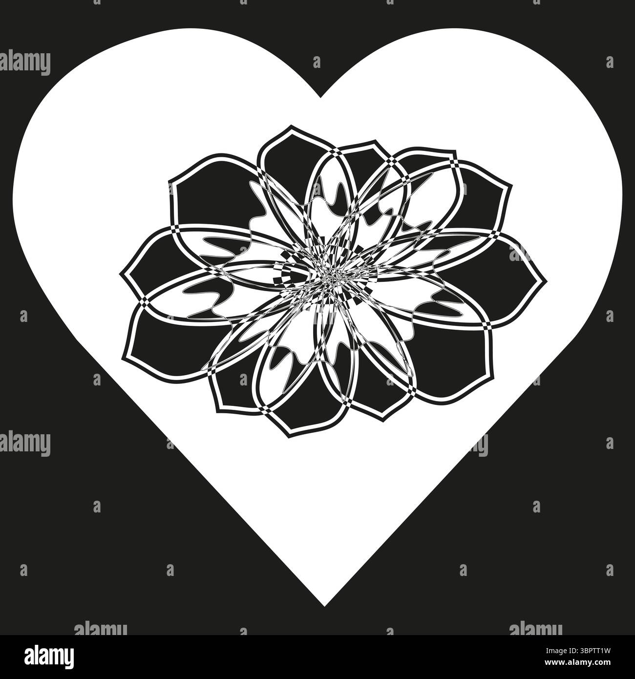 Forme géométrique de fleur. Figurine décorative en fleurs. Symbole de fond de coeur. Motif floral vectoriel. Illustration de Vecteur