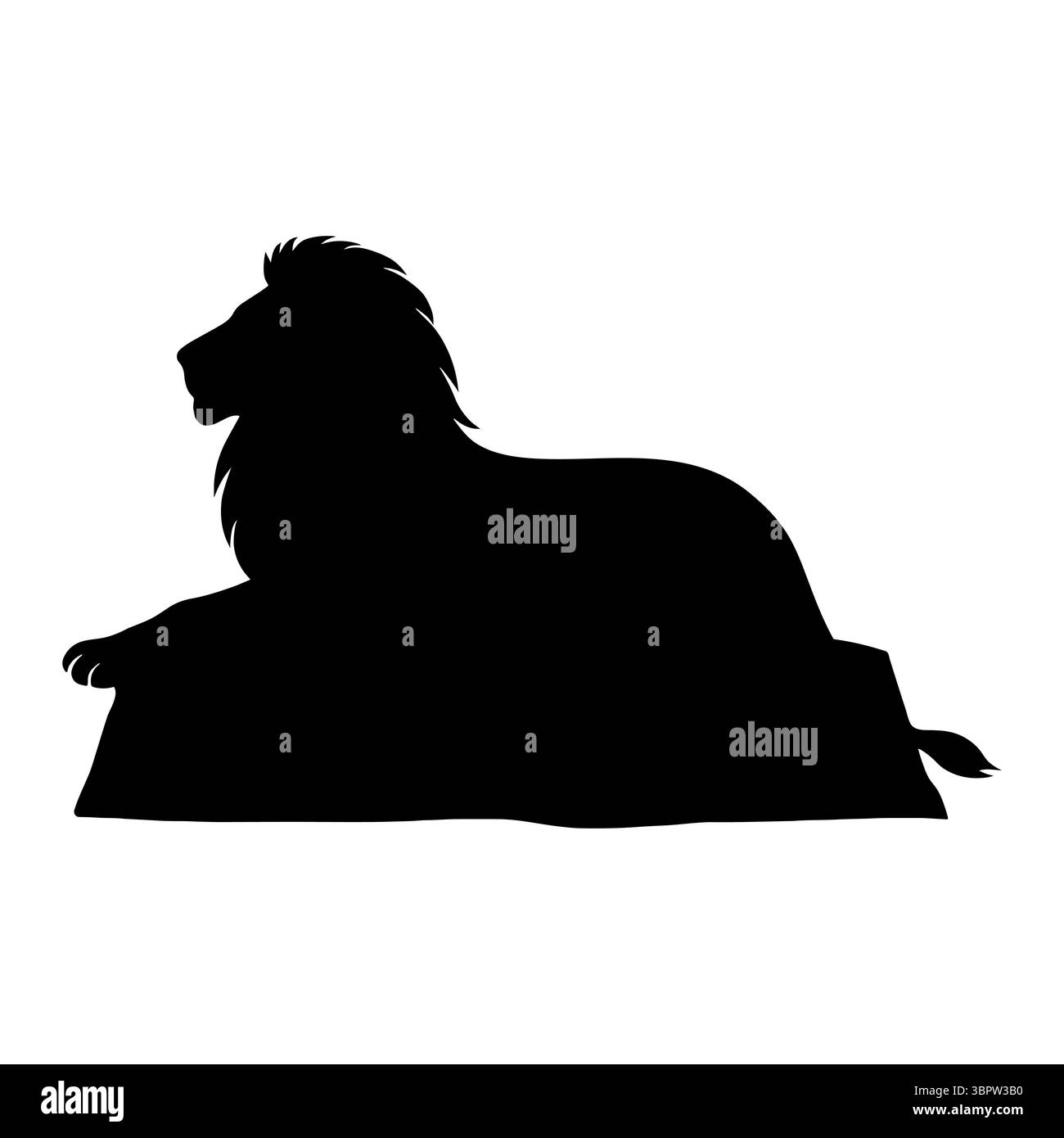 Silhouette de lion assise sur un gros rocher Illustration de Vecteur