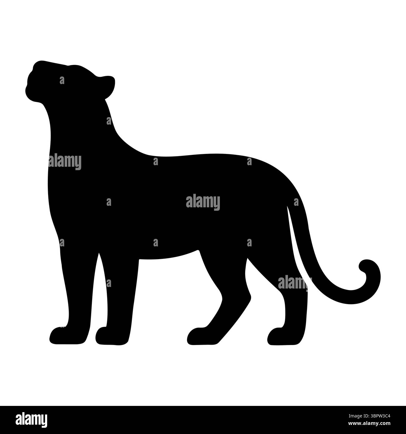Silhouette de tigre debout regardant vers le haut Illustration de Vecteur