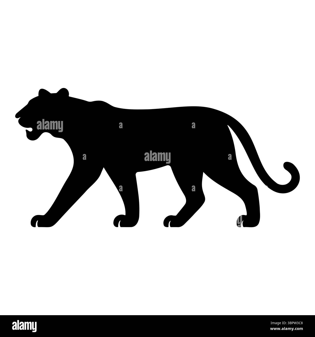 Silhouette de tigre marchant avec la bouche ouverte Illustration de Vecteur Silhouette de tigre marchant avec la bouche ouverte Illustration de Vecteur