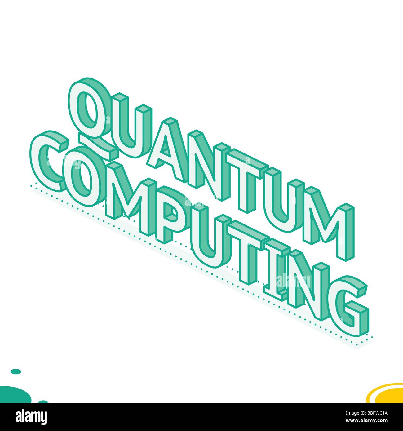 Mots isométriques calcul quantique. Technologie avancée, puissance de calcul future et solutions innovantes avec la mécanique quantique. Illustration vectorielle. Illustration de Vecteur