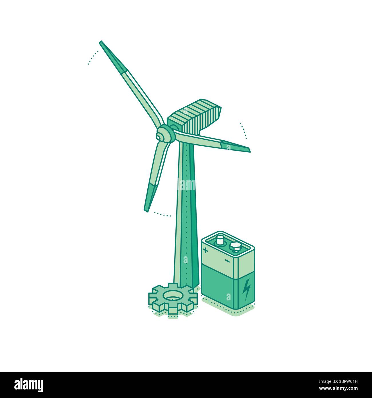 EOLIENNE isométrique avec batterie et engrenage. Production d'énergie renouvelable, stockage d'énergie propre et technologie verte durable. Illustration de Vecteur EOLIENNE isométrique avec batterie et engrenage. Production d'énergie renouvelable, stockage d'énergie propre et technologie verte durable. Illustration de Vecteur
