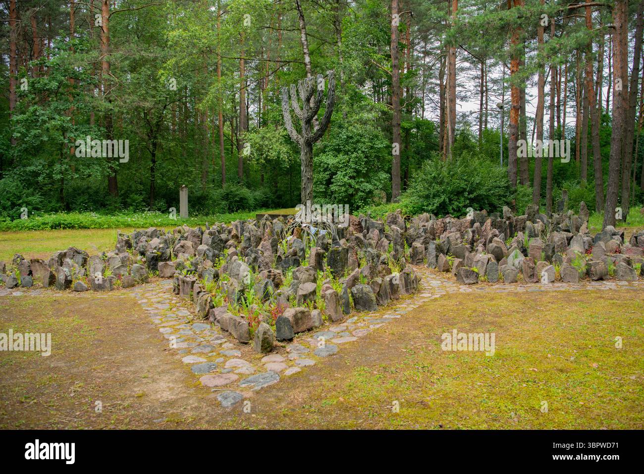 Mémorial juif à Rumbula à Riga, Lettonie Banque D'Images