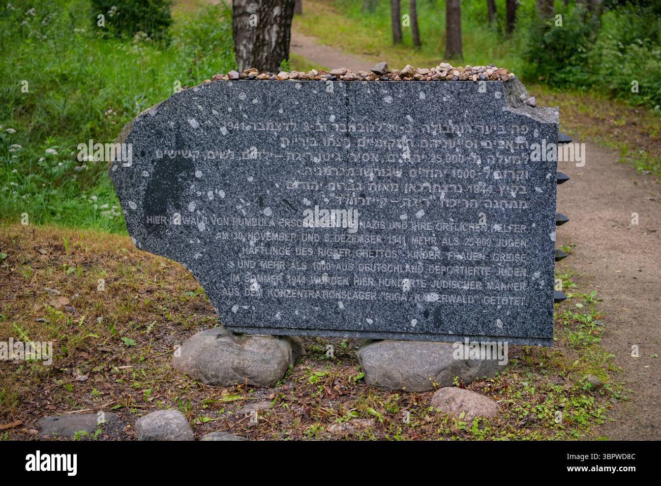 Mémorial juif à Rumbula à Riga, Lettonie Banque D'Images