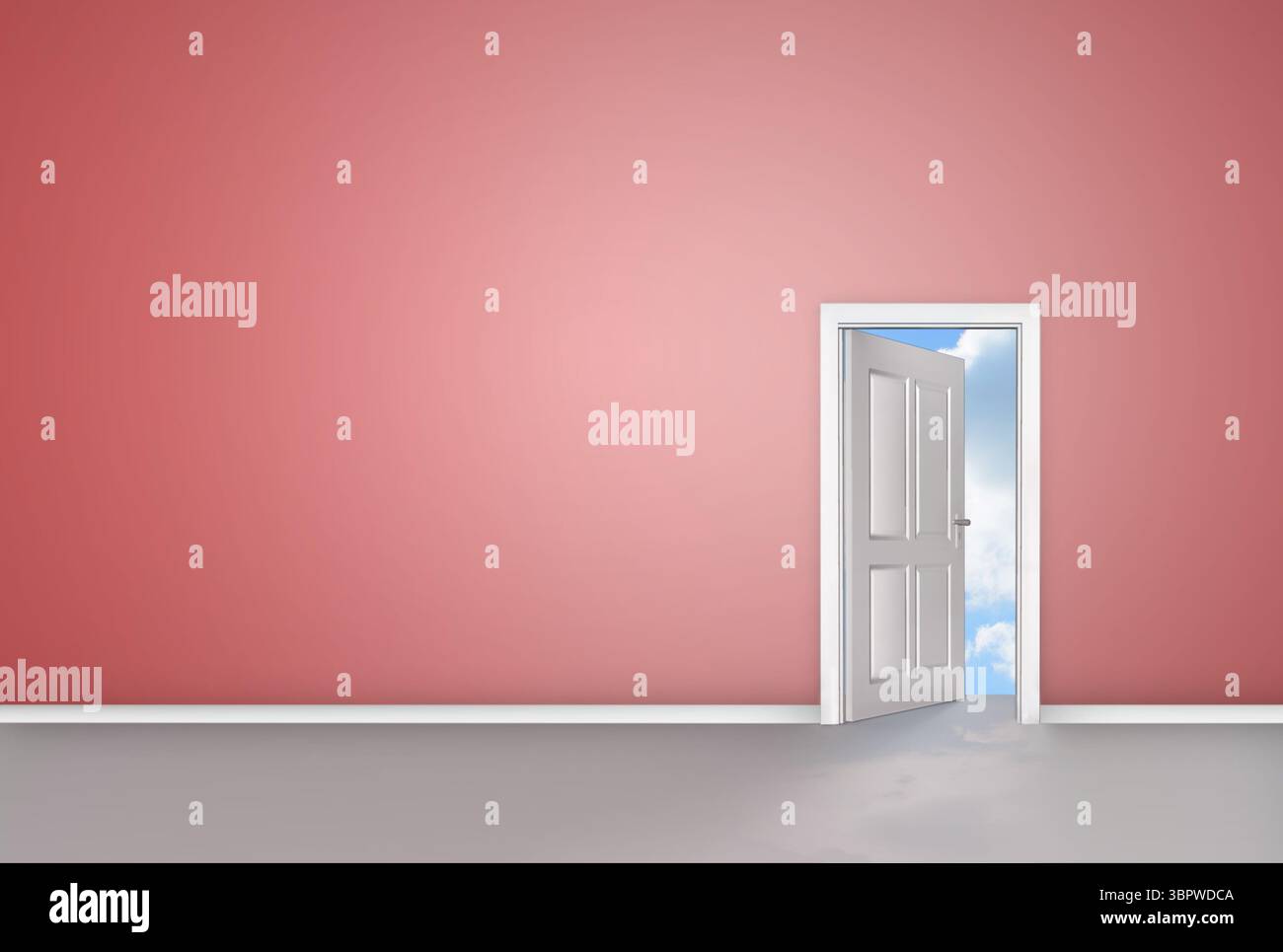 Ciel bleu montrant l'ouverture de porte Banque D'Images