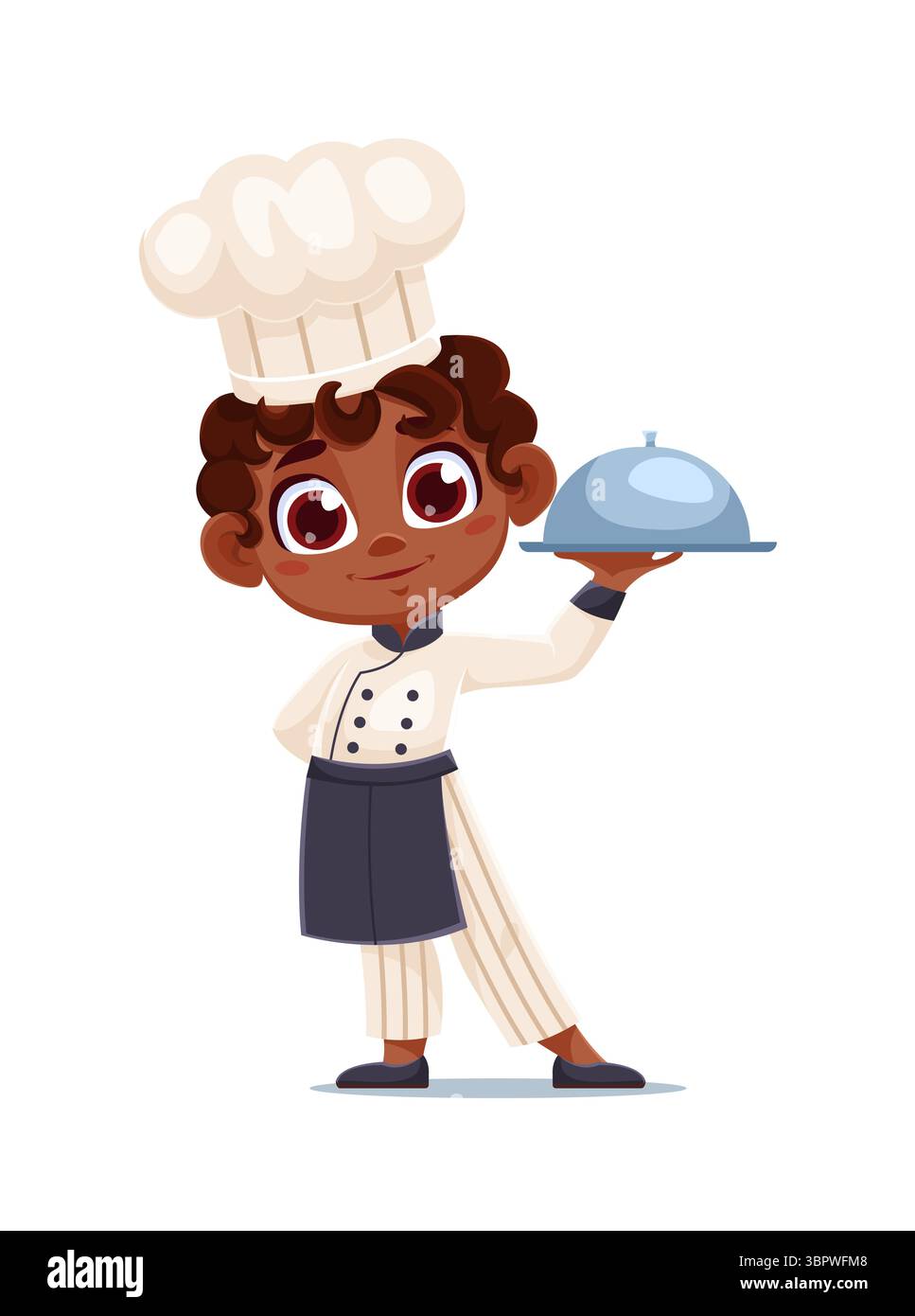 Chef cuisinier enfant pour cuisiner les enfants en chapeau toque ou serveur de restaurant, personnage de dessin animé vectoriel. Chef de cuisine garçon drôle dans le tablier et chapeau de chef cuisinier servant un plat de cuisine sur l'assiette pour le caractère d'enfant Illustration de Vecteur