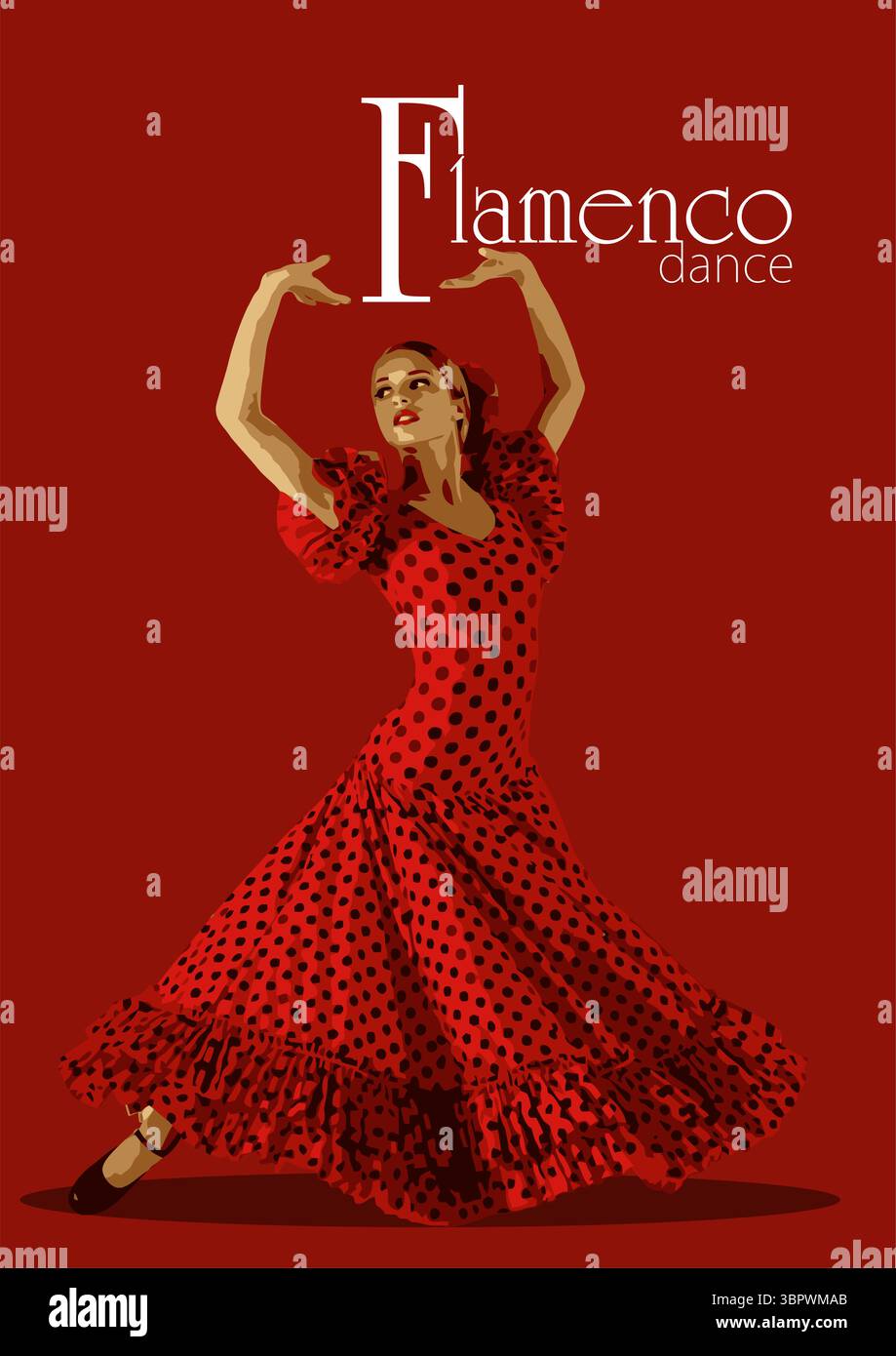Élégance saisissante en mouvement. Danseuse de flamenco féminine Illustration de Vecteur