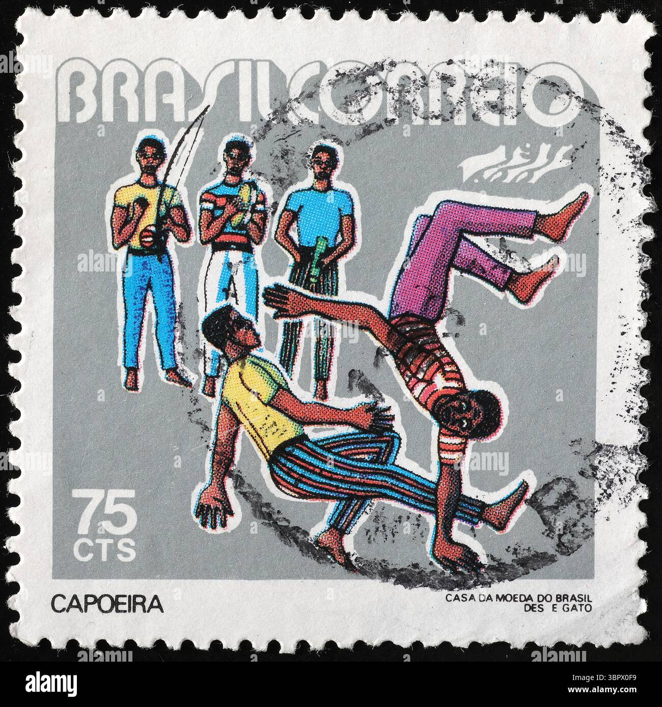 Art martial afro-brésilien Capoeira célébré sur timbre Banque D'Images