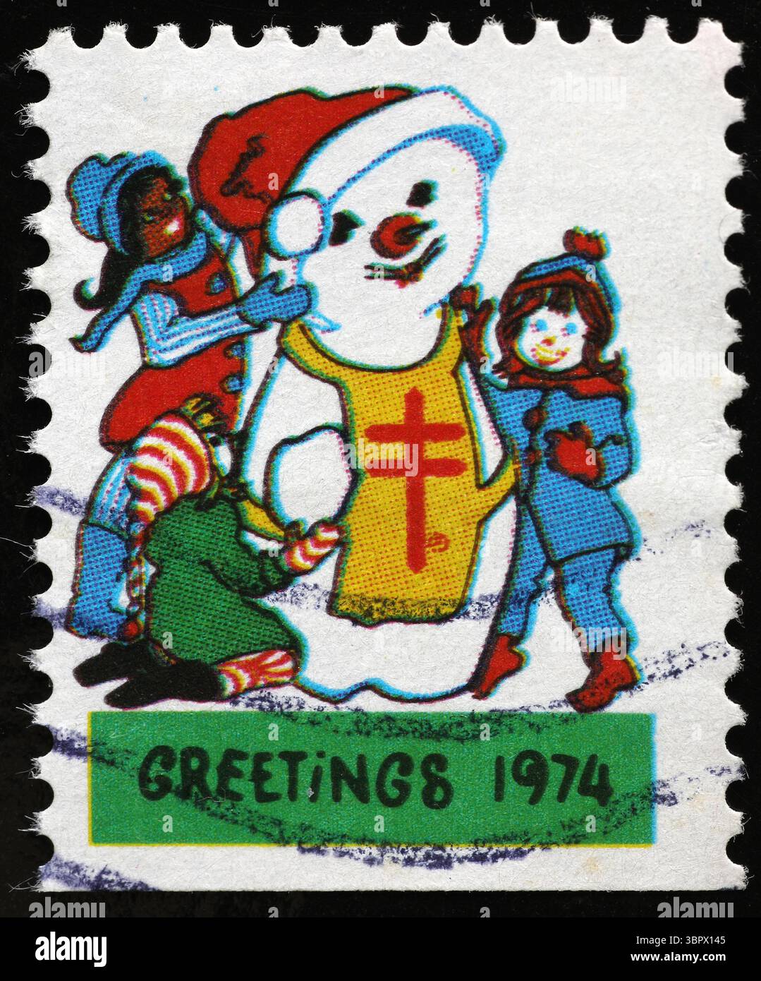 Noël 1974 célébré sur le timbre américain Banque D'Images