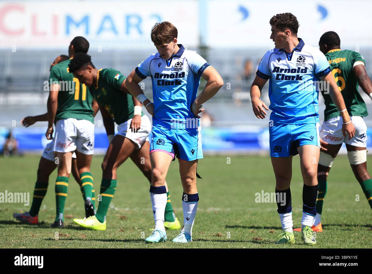 Calvisano, Italie. 09 juillet 2025. Le joueur écossais Hector Patterson lors du championnat du monde de rugby U20 entre l'Écosse et l'Afrique du Sud au San Michele Stadium, Calvisano, Italie. (Crédit : Federico Zovadelli/Alamy Live News) Banque D'Images