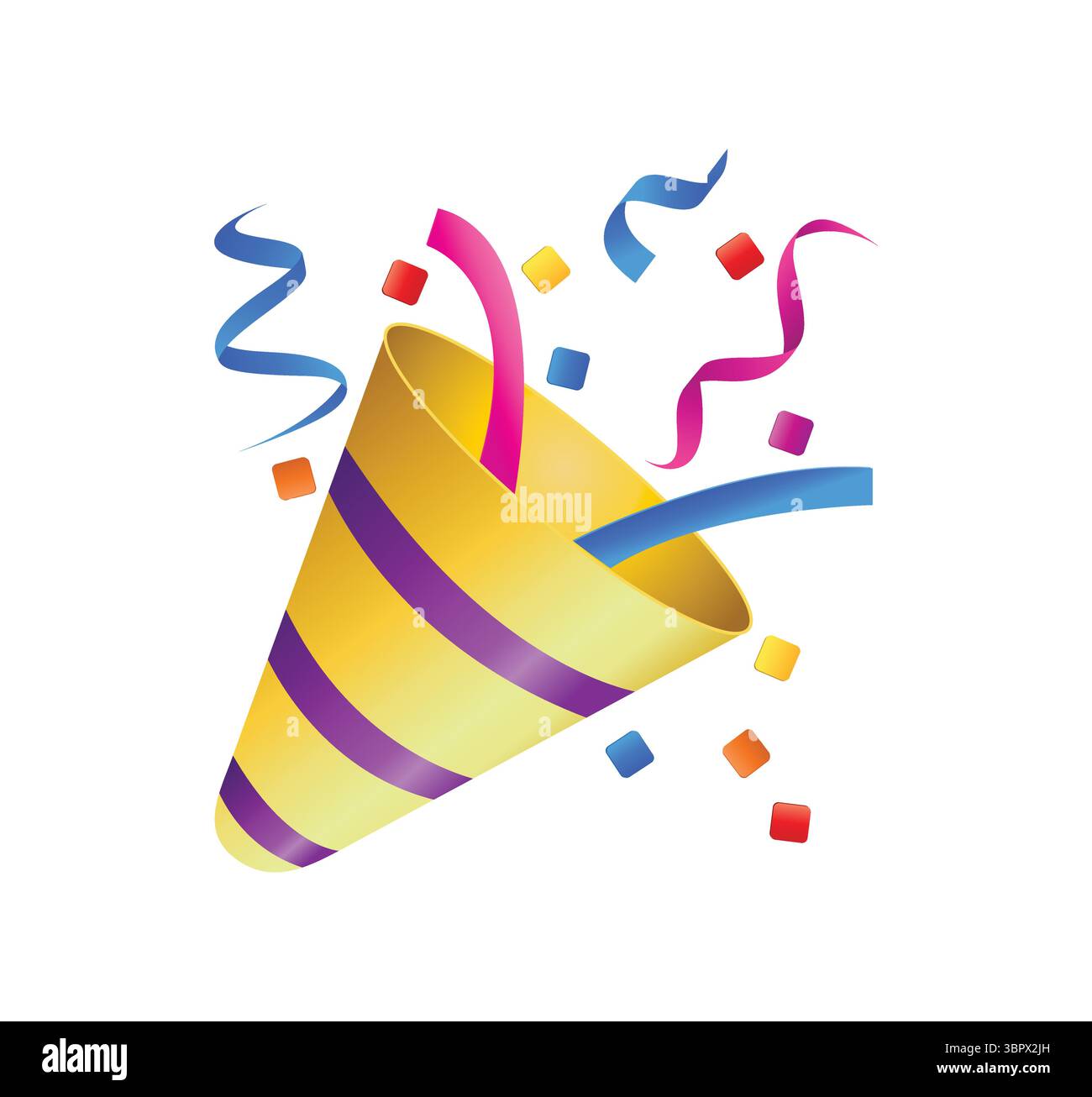 Popper de fête avec des emoji confettis. Icône vectorielle d'émoticône de fête. Illustration de Vecteur