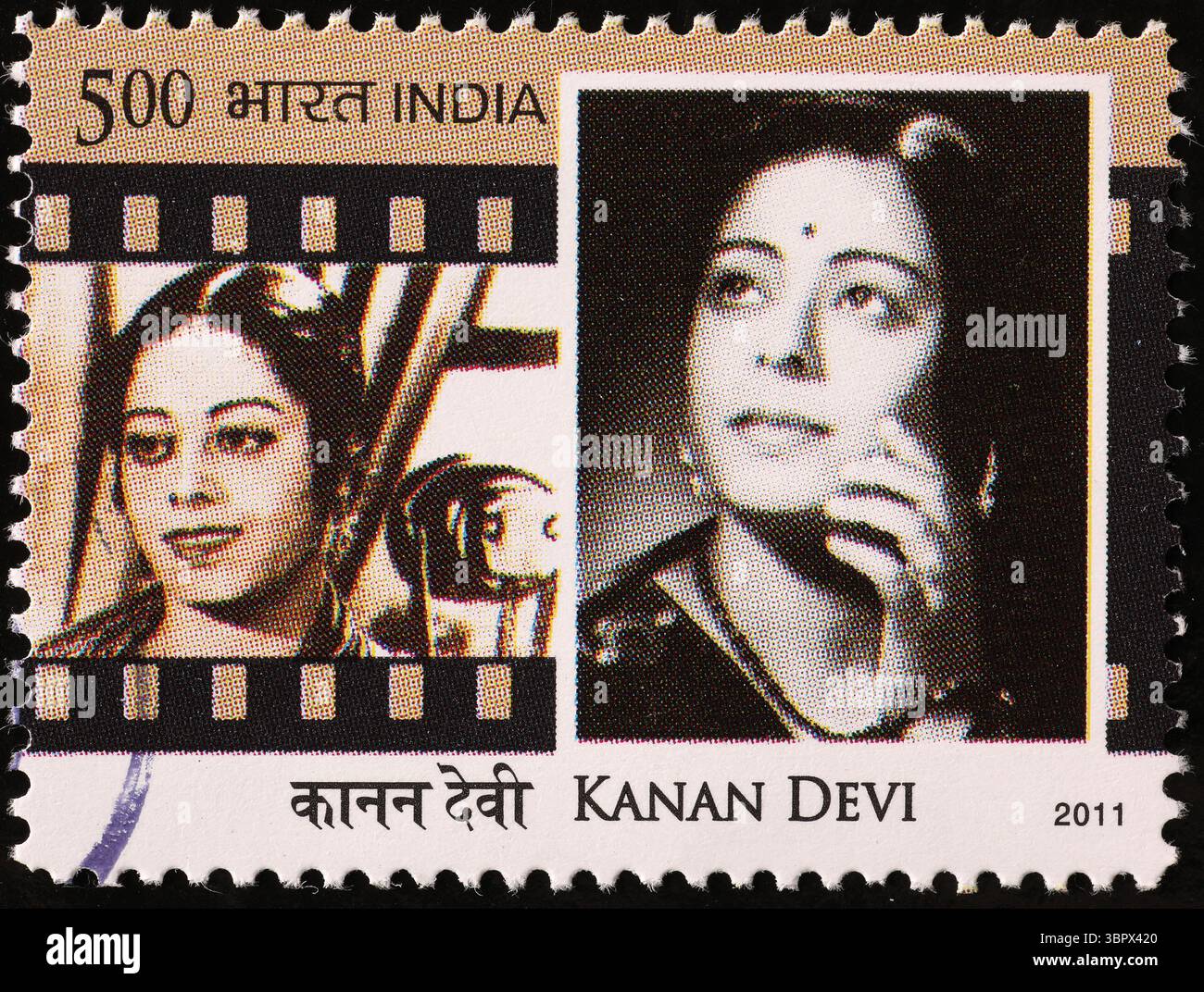 Actrice indienne Kanan Devi sur timbre-poste Banque D'Images