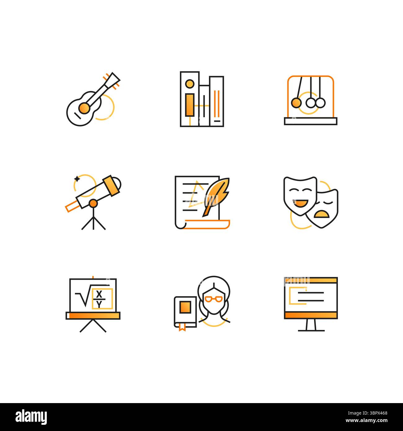 Thèmes scolaires - jeu d'icônes de style de design de ligne moderne Illustration de Vecteur