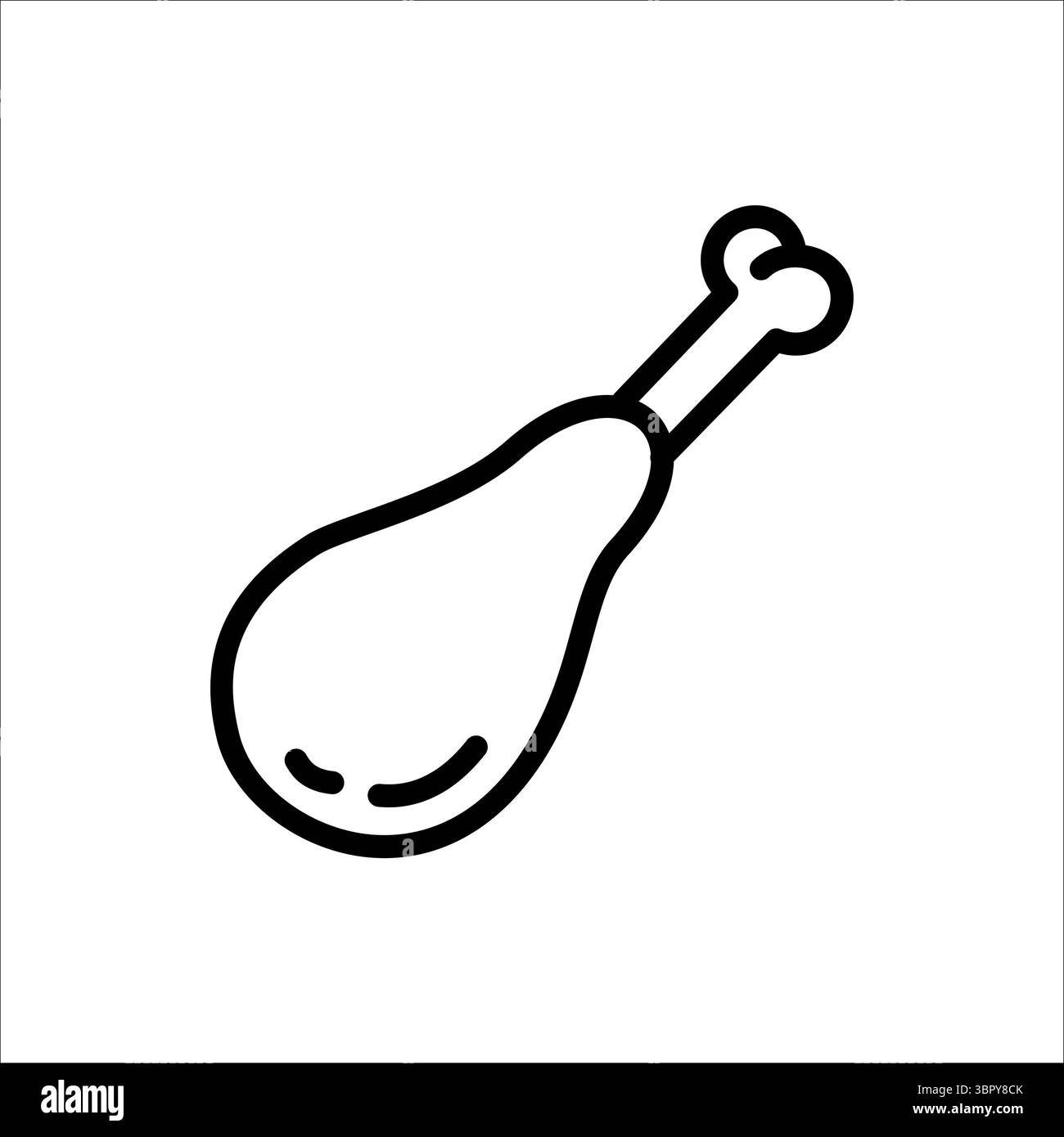 Illustration vectorielle d'icône Web de ligne noire simple de jambe de poulet. Contour modifiable. Illustration de Vecteur