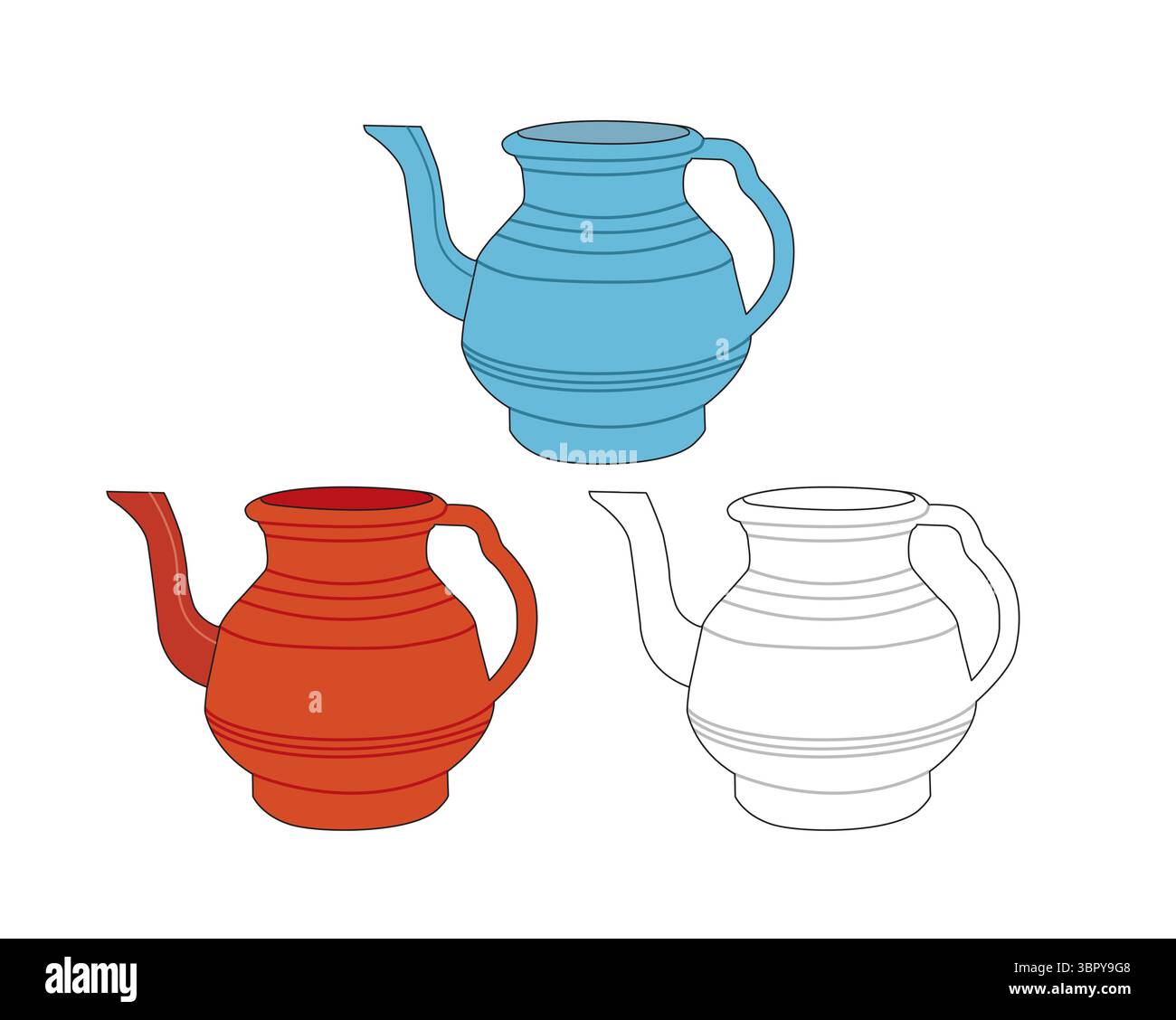 L'aiguière (pichet), également connue sous le nom de « Lota » en ourdou, est un navire ouvert traditionnel pakistanais avec une poignée et un bec verseur, conçu pour verser de l'eau Illustration de Vecteur