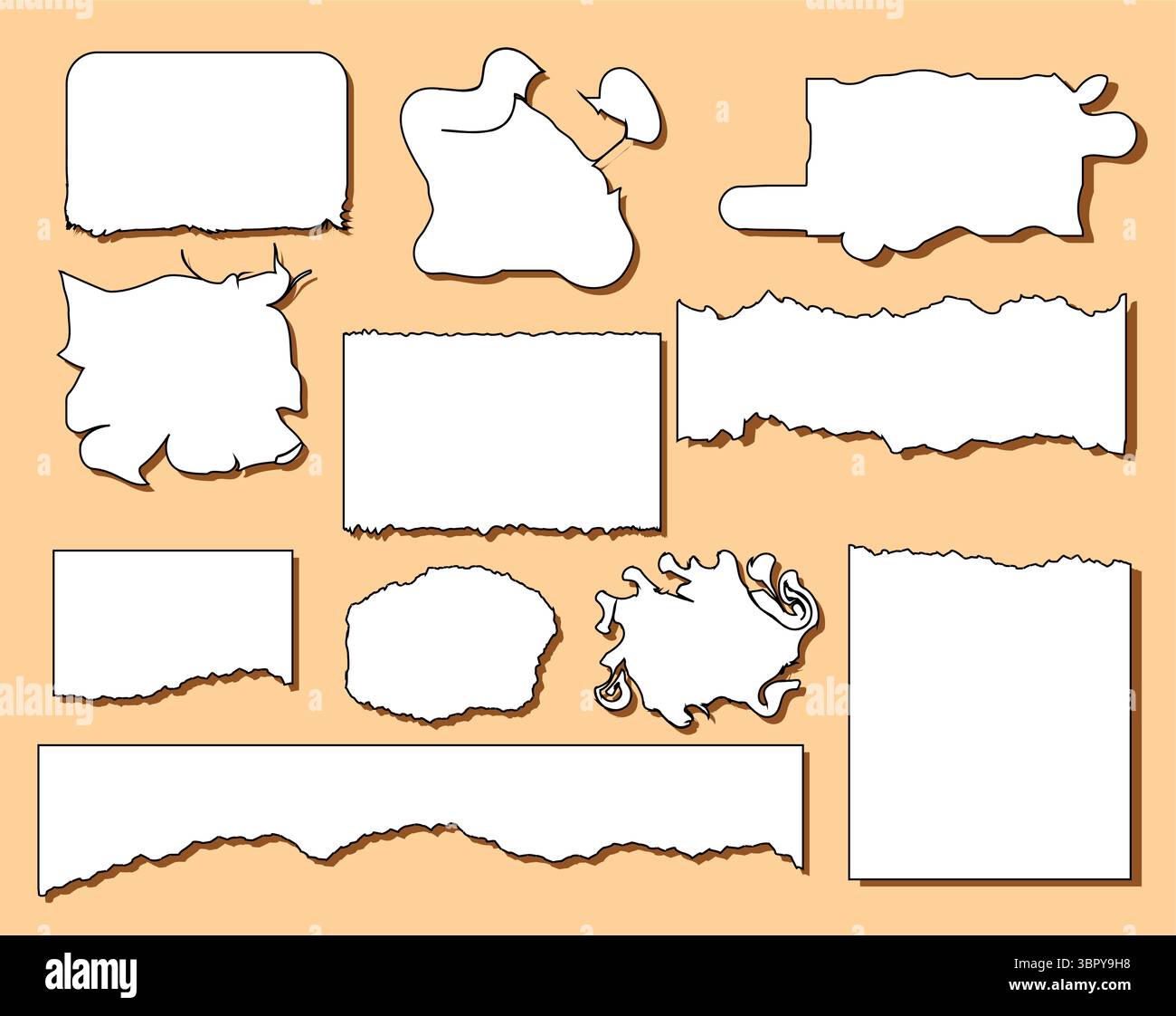 Jeu de feuilles de papier déchirées Illustration de Vecteur