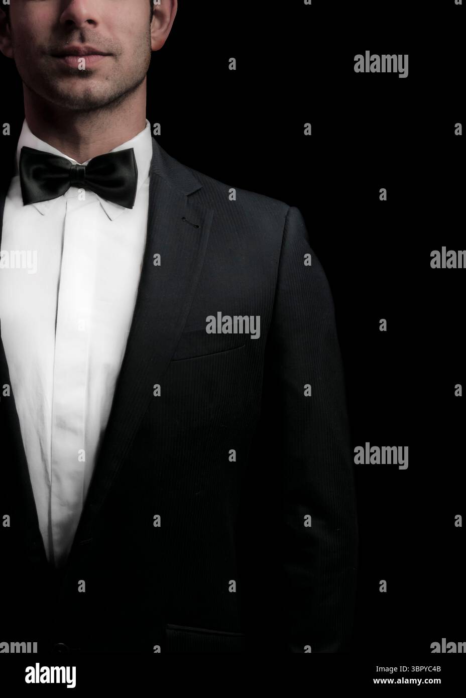 Un homme en smoking avec un noeud papillon. Banque D'Images