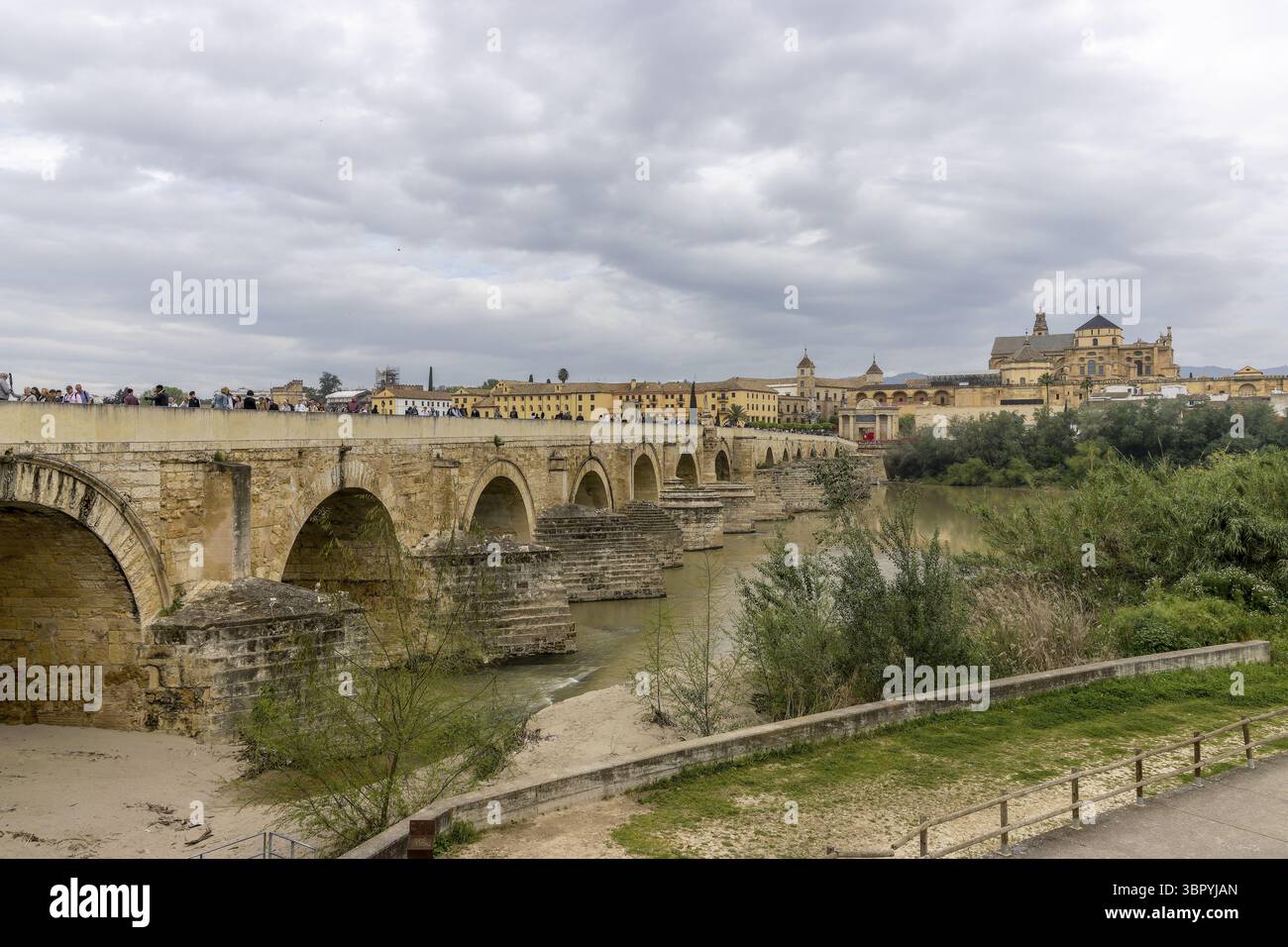 Le pont Puente Romano du 1er siècle C. sur la rivière Guadalquivir et en arrière-plan la cathédrale Mezquita-Catedral de Cordoue (Mosquée Banque D'Images Le pont Puente Romano du 1er siècle C. sur la rivière Guadalquivir et en arrière-plan la cathédrale Mezquita-Catedral de Cordoue (Mosquée Banque D'Images